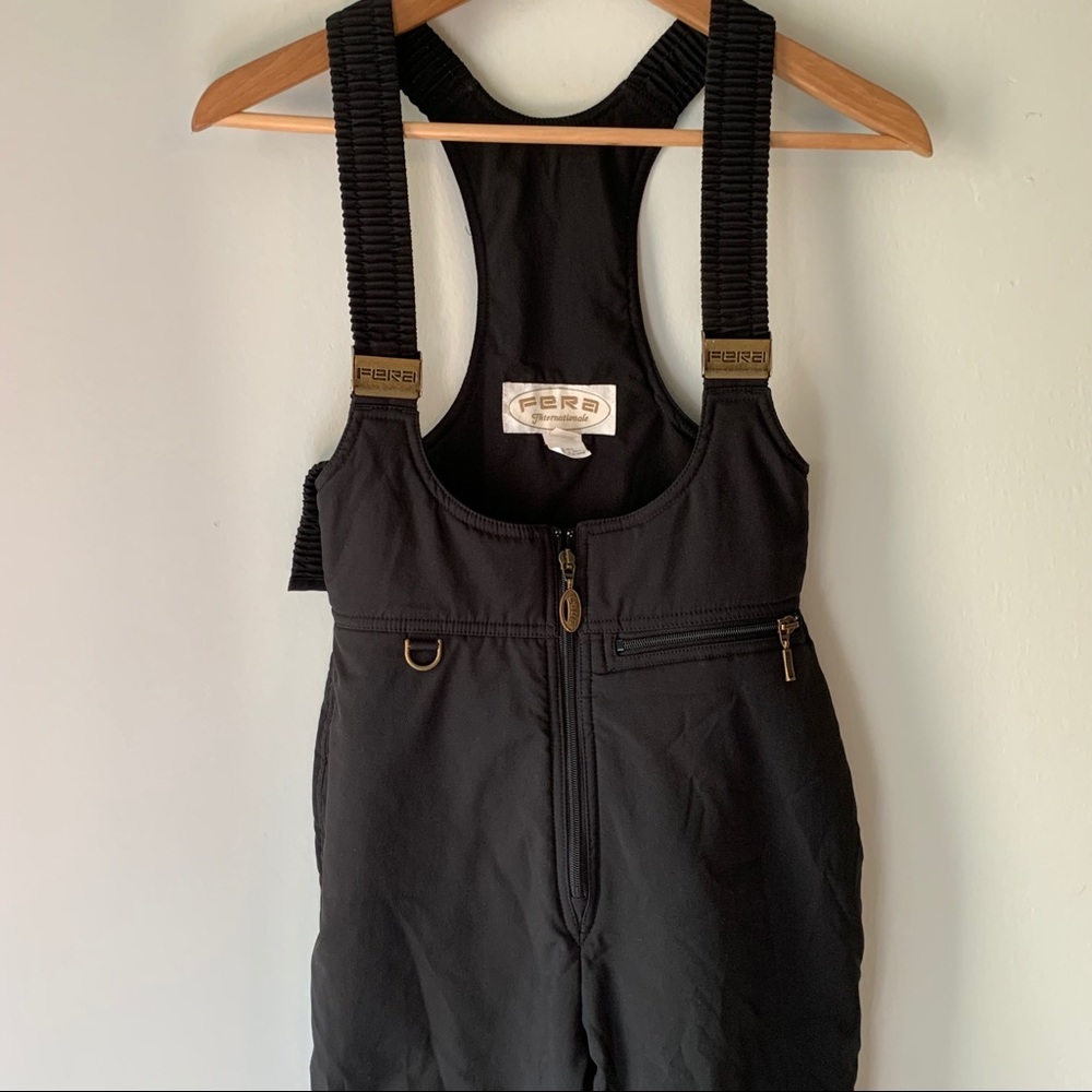 FERA international vintage black snow ski bib 6R